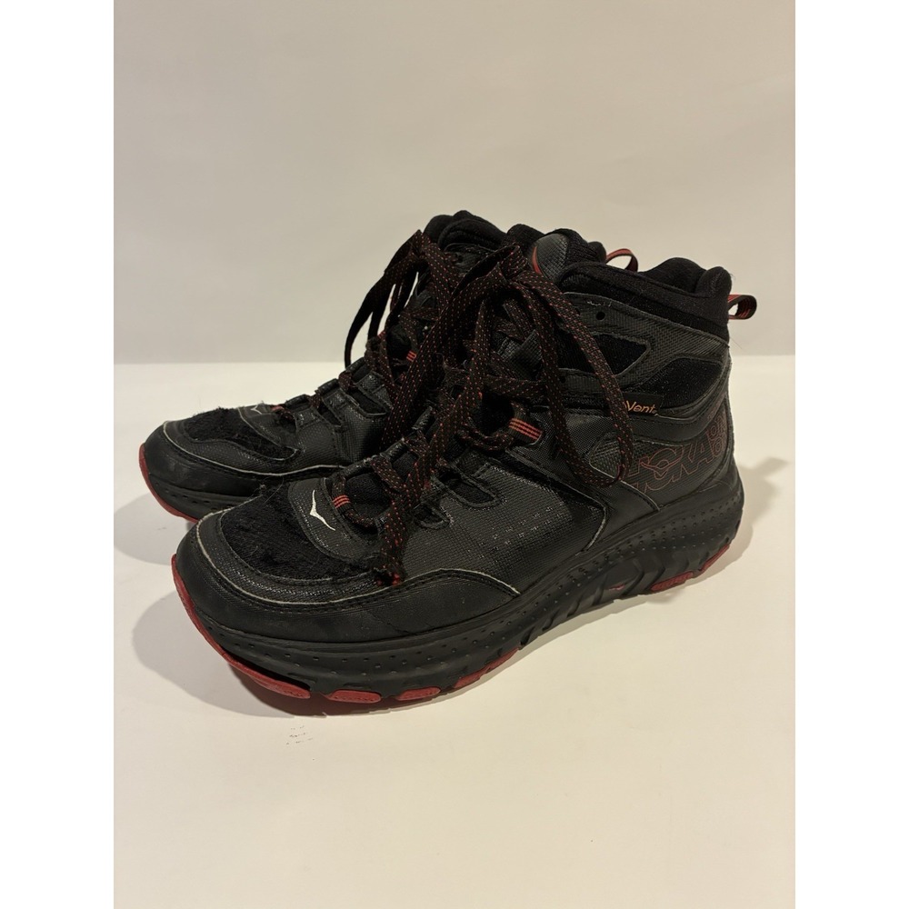 Hoka One One Tor Tech Mid WP Black Red Waterproof Hiking Boots Mens 7 1012052